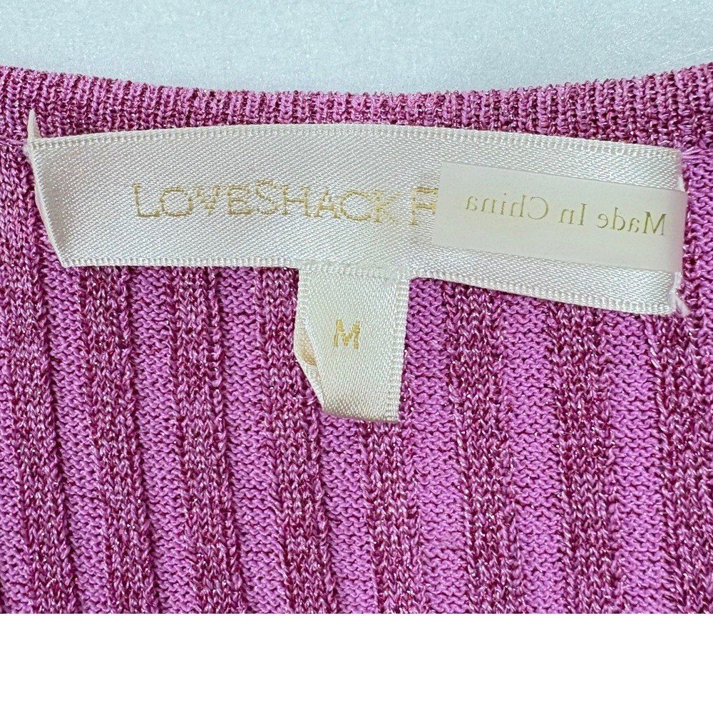 LoveShackFancy Bernette Midi Dress Orchid Sparkle Pink Metallic Cut-Out M - Picture 9 of 12